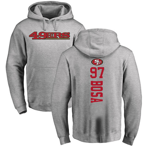 Men San Francisco 49ers Ash Nick Bosa Backer #97 Pullover NFL Hoodie Sweatshirts->women nfl jersey->Women Jersey
